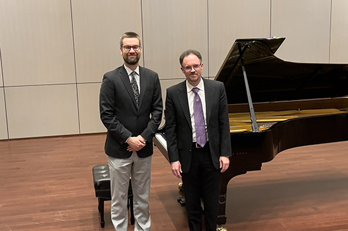 A pre-concert photo with pianist Matthew Bengtson.